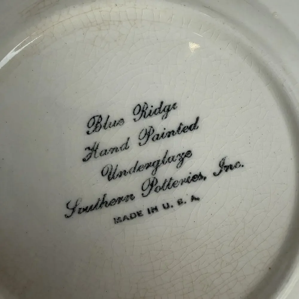 VTG Southern Potteries Set of 6 Blue Ridge 'Country Fair Green' Square Plates 6